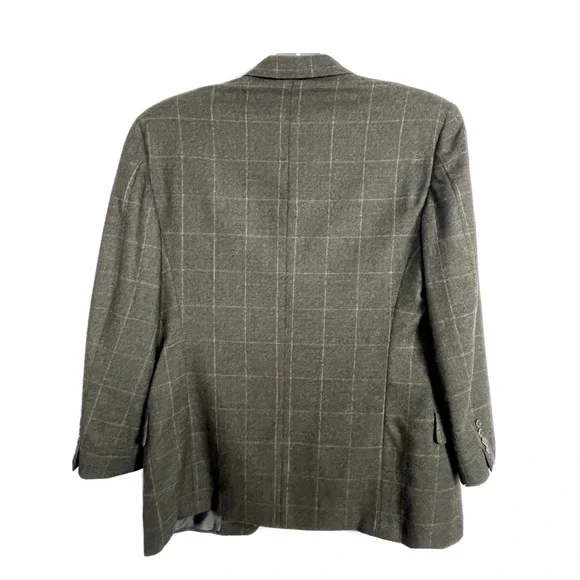 Valentino Wool Cashmere Blazer 44L Brown Windowpane Check Sport Coat Italy - Picture 8 of 9